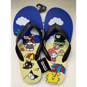 Hello Kitty & Friends Blue Beach Flip Flops Sanrio Printed Rubber NEW Size 13